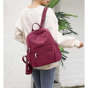 Mukaites Small Pink Nylon Backpack Zippers Pockets‎ Adjustable Straps